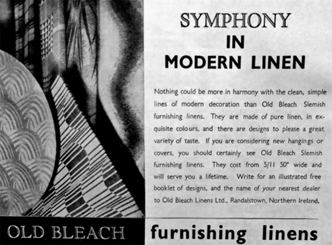 Old Bleach advert for furnishing fabric