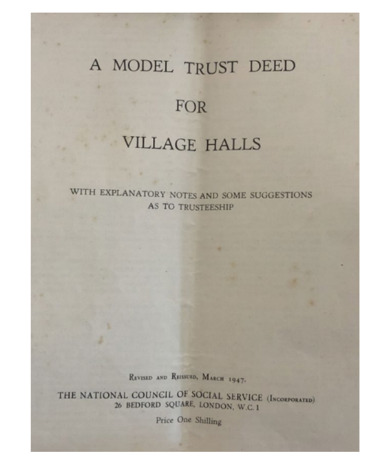 model trust deed for village halls - 1947