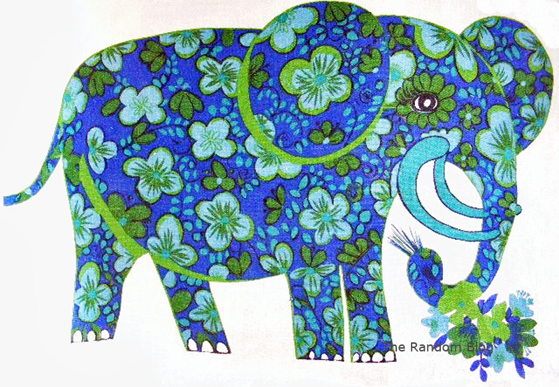 Vintage Oxfam elephant tea towel design
